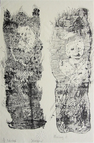 Gerhard Altenbourg: Zweimal Erde; Vergängnis - oder: die Sarkophage, 1961