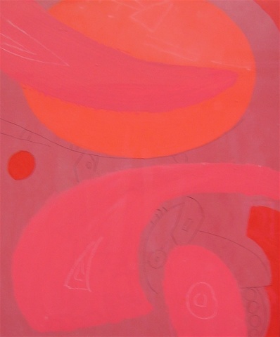 Max Ackermann: o.T. Komp. in Pink mit Rot, 1971