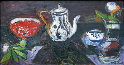 Ernst Hassebrauk: Stillleben mit Zinnkanne, 1956