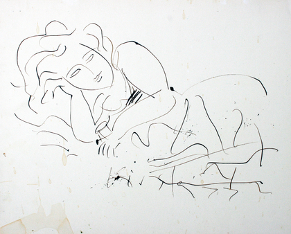 Helmut Schmidt-Kirstein: Ohne Titel (Liegende mit Glas), 1977