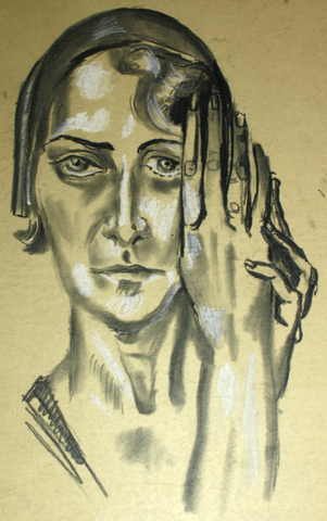 Max Ackermann: o.T. (Frontales Frauenbildnis), 