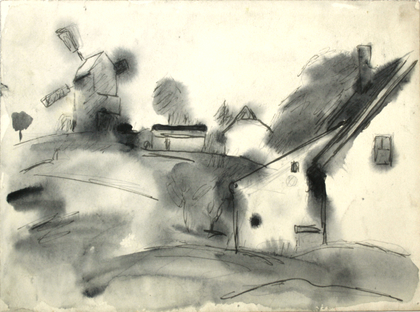 Albert Wigand: Oberoderwitz (Häuser und Windmühle), 1935