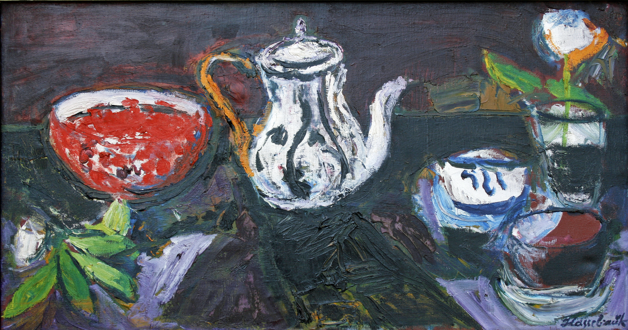 Stilleben mit Zinnkanne