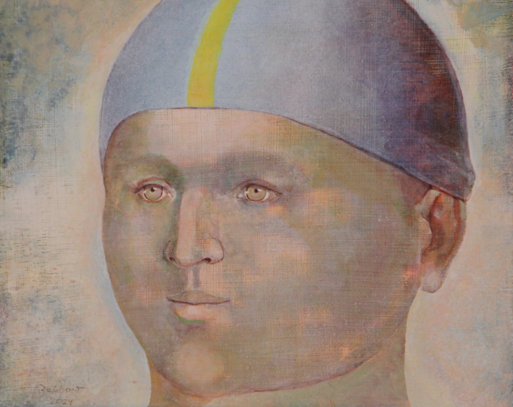 Schwimmer mit blauer Kappe