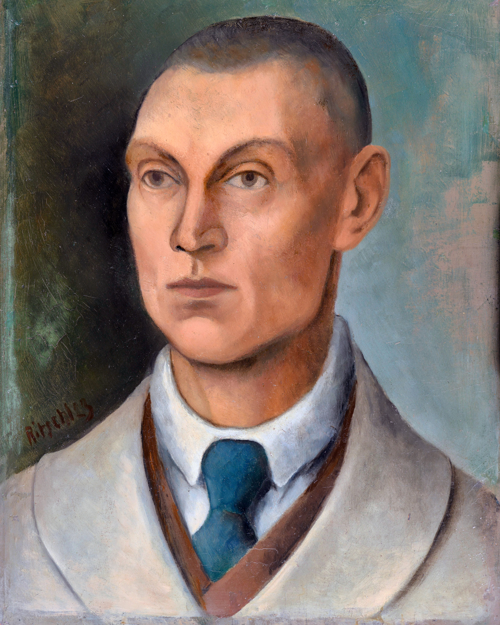 Selbstporträt (verso: Stilleben mit Fruchtständer, 1924)