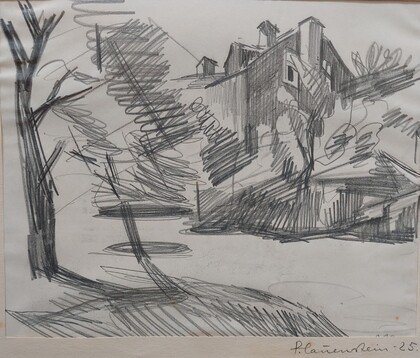 Paula Lauenstein: Landschaft mit Haus, 1925