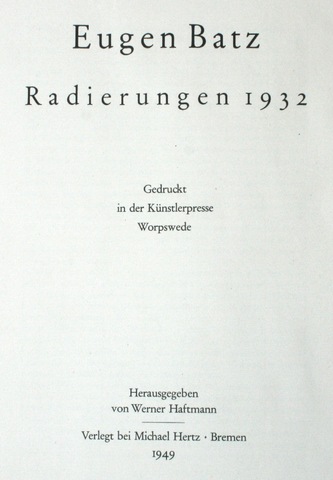 Eugen Batz: Mappe Radierungen 1932, 1932/1949