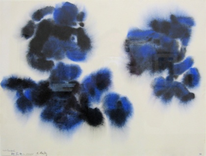 Eugen Batz: Ohne Titel. Komposition in Blau und Schwarz, 1959