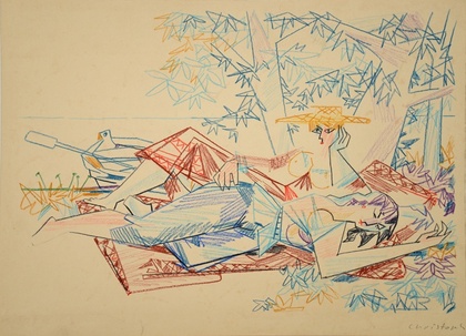 Hans Christoph: An der Bootsanlegestelle, Um 1970