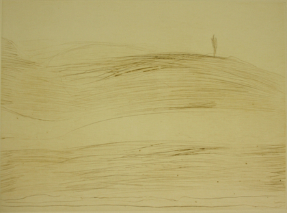 Gerhard Altenbourg: Ohne Titel, (Landschaft mit einem Baum) [WVZ R204 (oliv)], 1988