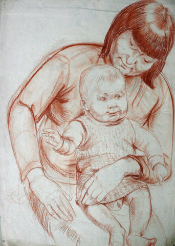 Hainz Hamisch: Mutter mit Kind, Um 1930