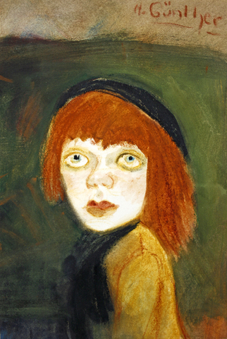 Herta Günther: Kleines Mädchen mit gelbem Mantel, 1990