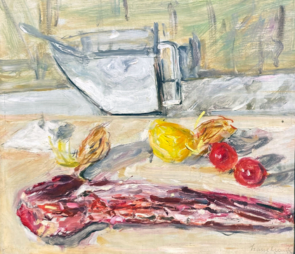 Ernst Hassebrauk: Küchenstilleben mit Salzmäste und Filet, o.J., 1930er Jahre