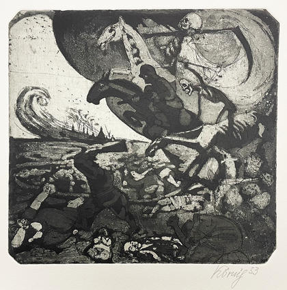Hans Körnig: Die Apokalyptischen Reiter (aus Folge 'Fastnachtsspuk im Wallgäßchen'), 1954/ Druck 1988