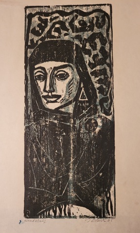Hans Jüchser: Frau mit schwarzem Tuch (Helga), 1965
