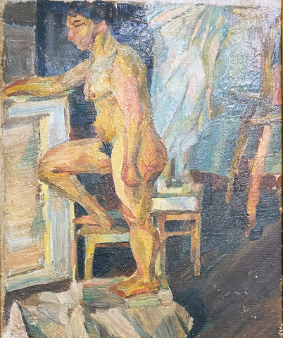 Paula Lauenstein: Studie weiblicher Akt vor Staffelei, um 1918, 1918