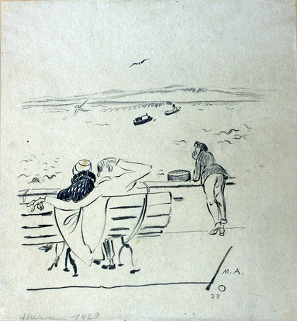 Max Ackermann: Ruhebank am Strand, 1928