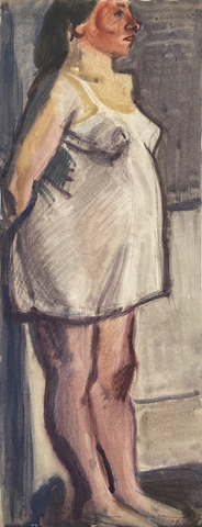 Curt Querner: Stehende Schwangere, an eine Wand gelehnt, 1958