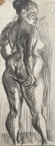 Curt Querner: Stehender weiblicher Rückenakt, 1965