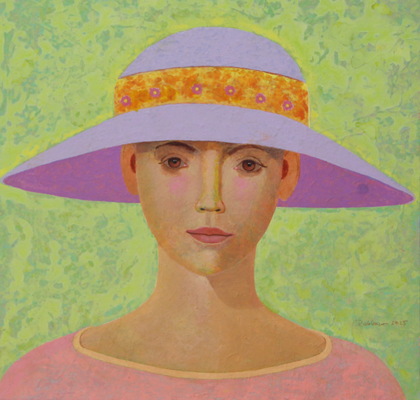 Heinz Rabbow: Frau mit hellblauem Hut, 2025