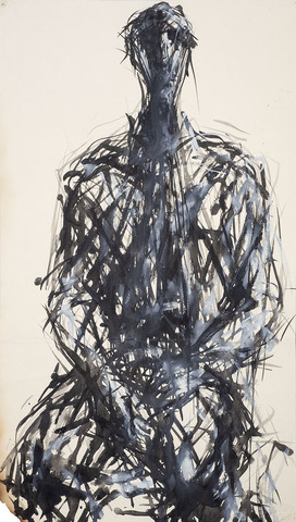 Max Uhlig: Frontal sitzende Frau, 1987